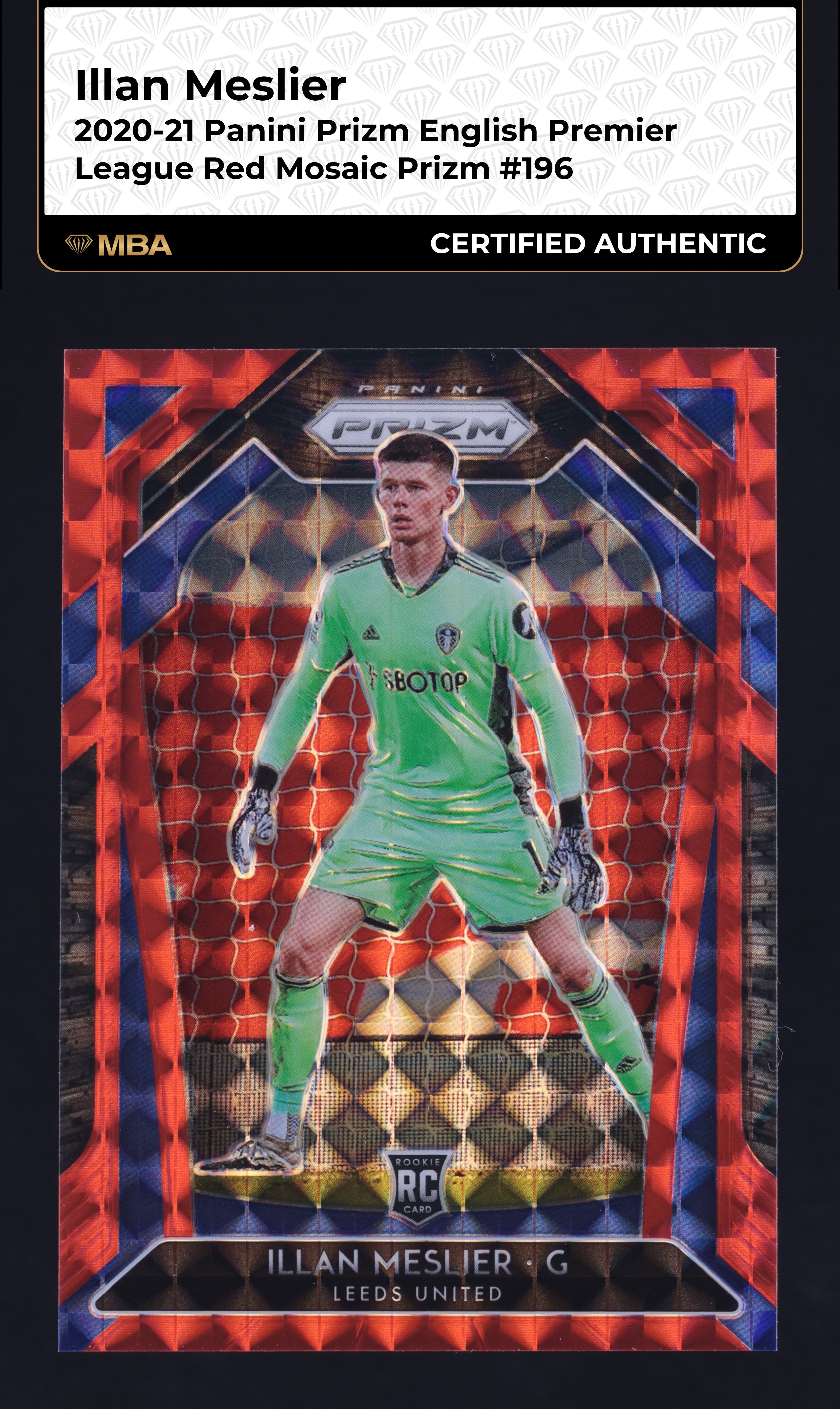 2020 Panini Prizm Premier League Red Mosaic Illan Meslier /159 #196 MBA AUTH