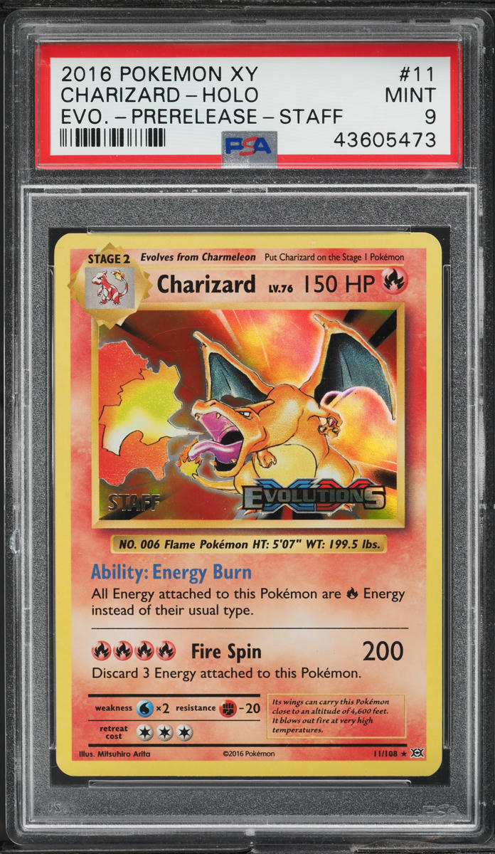 2016 Pokemon XY Evolutions Prerelease Staff Holo Charizard #11 PSA 9 MINT