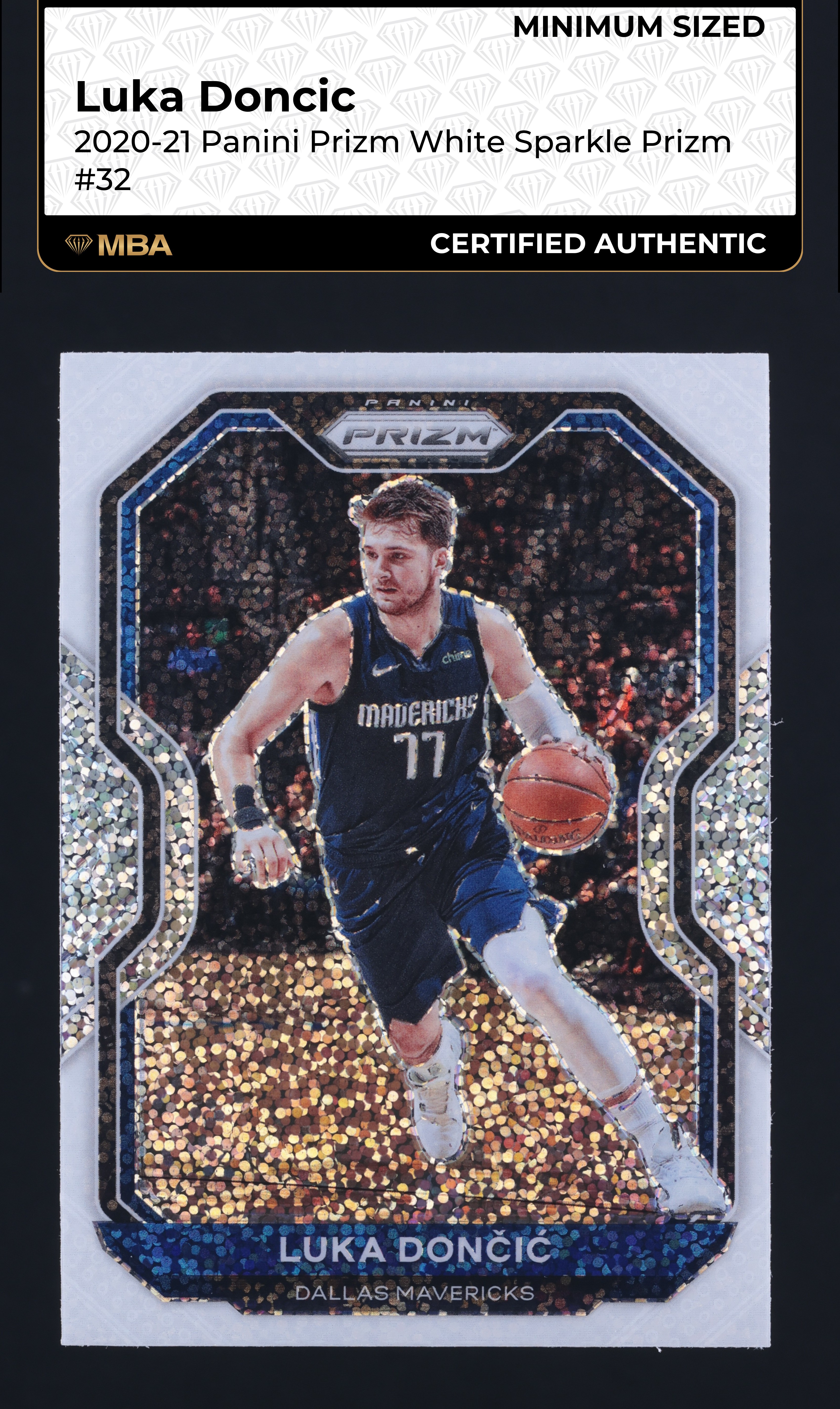 2020 Panini Prizm White Sparkle Luka Doncic #32 MBA AUTH, Min Sized