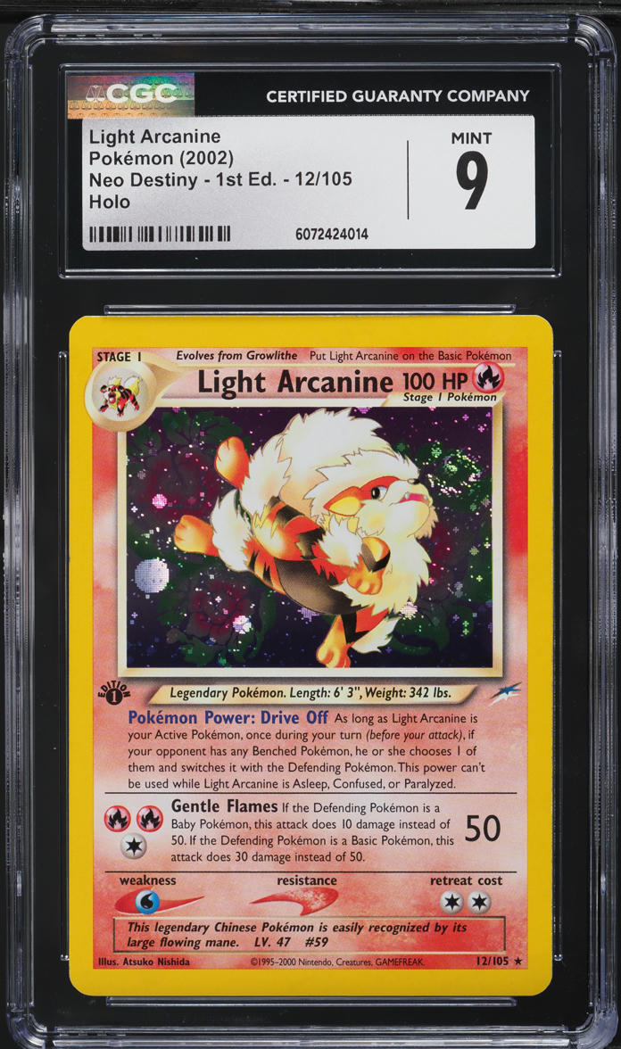 2002 Pokemon Neo Destiny 1st Edition Holo Light Arcanine #12 CGC 9 MINT