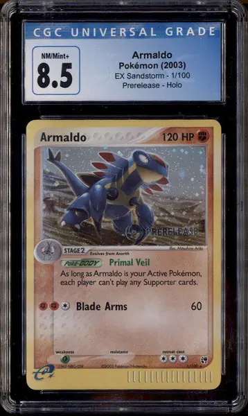 2003 Pokemon EX Sandstorm Prerelease #1 Armaldo Holo CGC 8.5