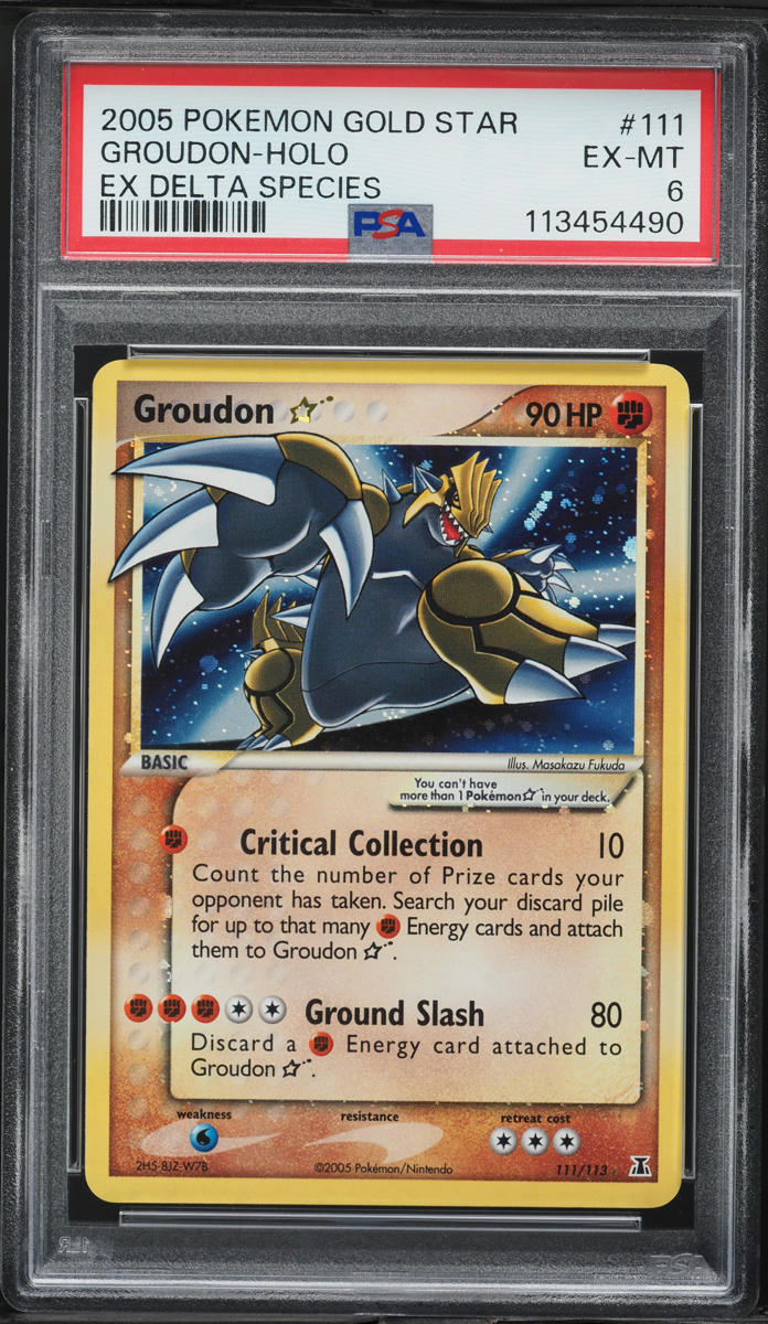 2005 Pokemon EX Delta Species Holo Groudon Gold Star #111 PSA 6 EXMT