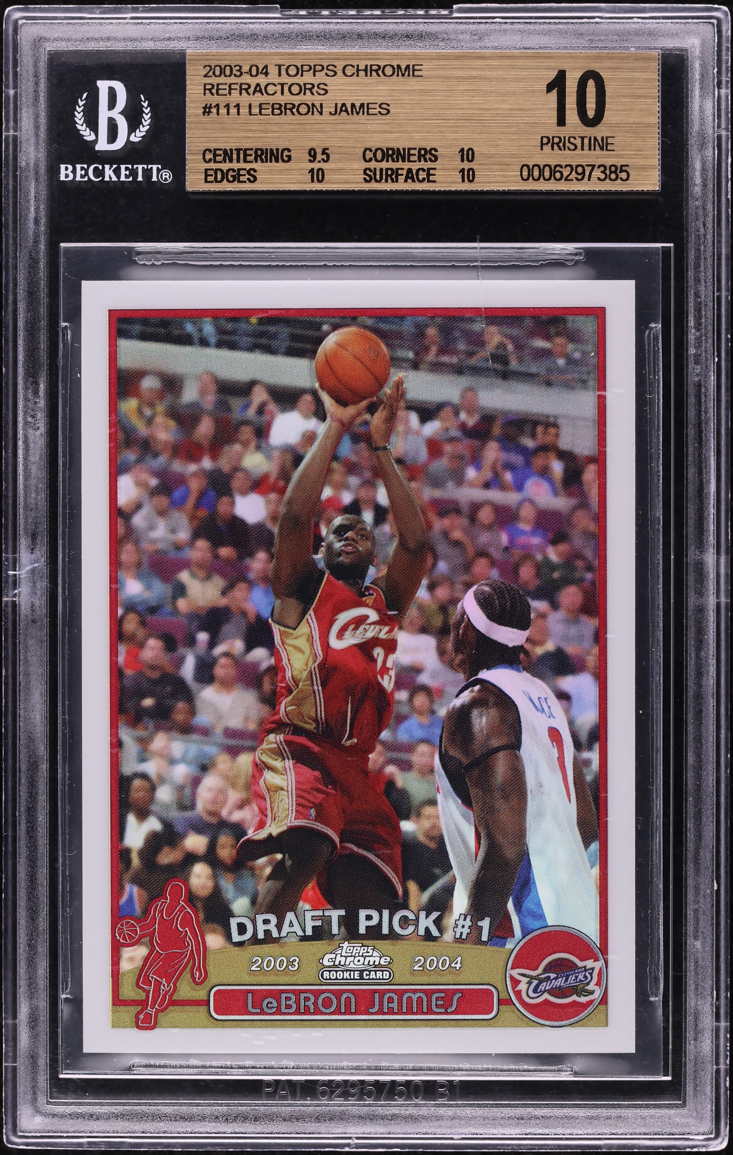 2003 Topps Chrome Refractor LeBron James ROOKIE #111 BGS 10 PRISTINE