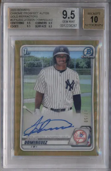 2020 Bowman Chrome Autographs Gold Refractor Jasson Dominguez Auto /50 BGS 9.5