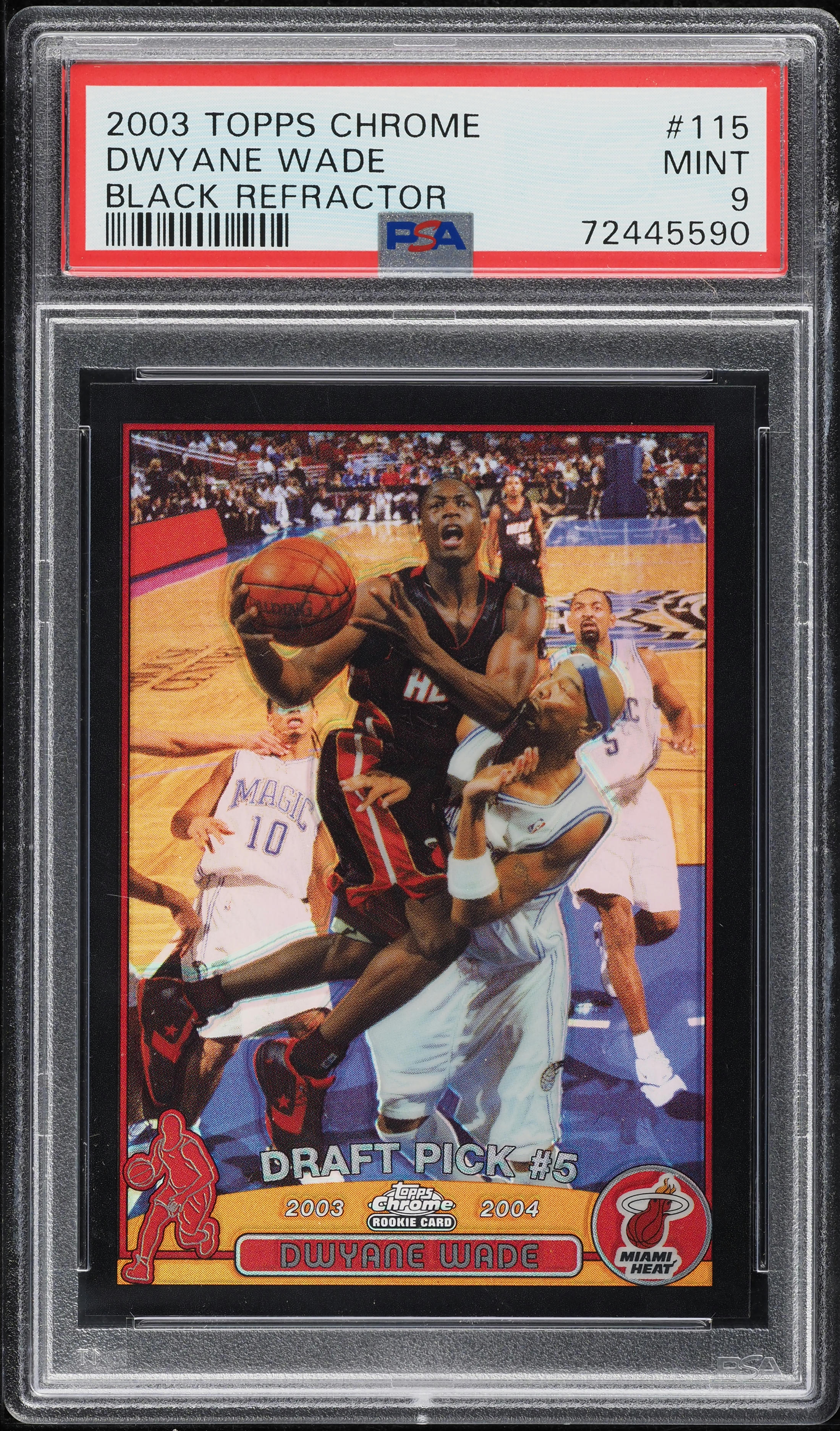 2003 Topps Chrome Black Refractor Dwyane Wade ROOKIE /500 #115 PSA 9 MINT