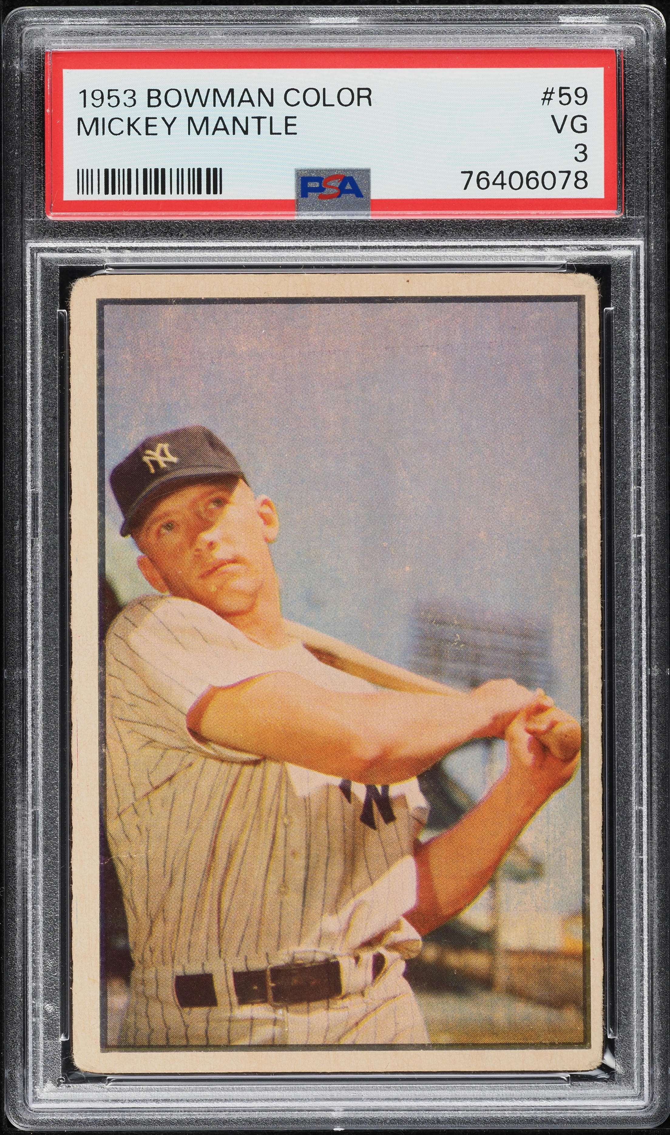 1953 Bowman Color Mickey Mantle #59 PSA 3 VG