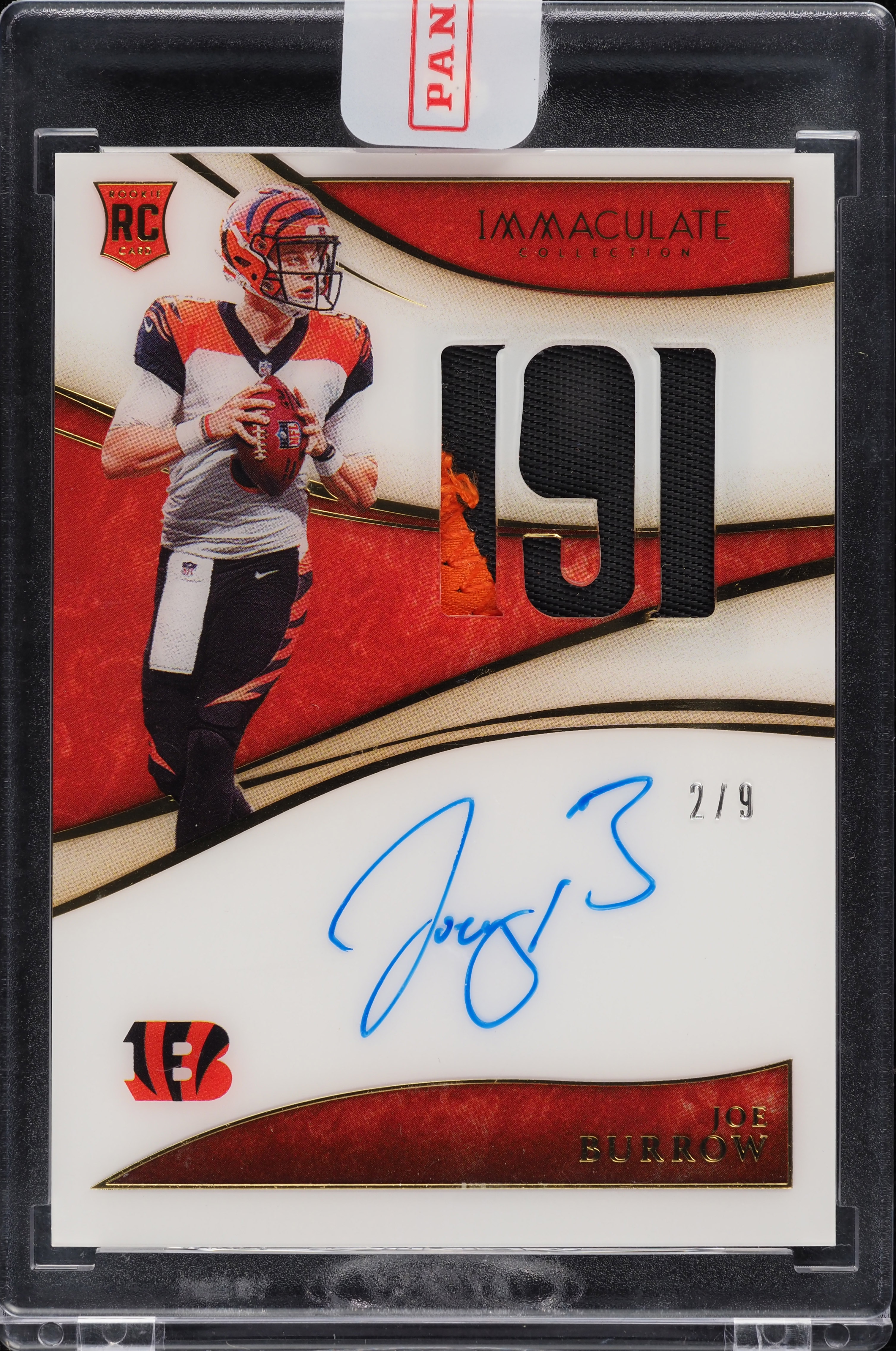 2020 Immaculate Collection Numbers Joe Burrow ROOKIE PATCH AUTO /9 #IN-JBU