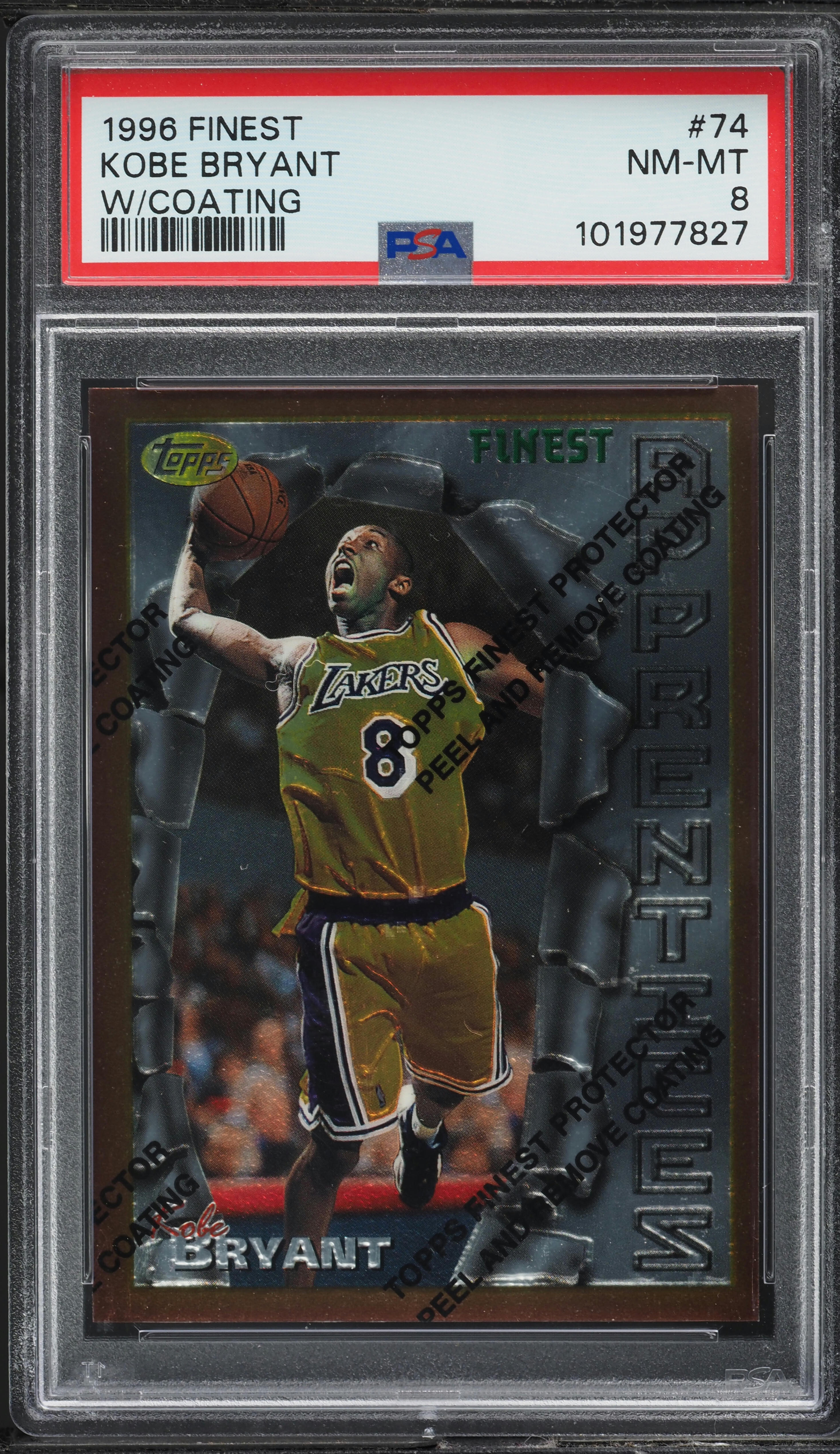 1996 Finest Basketball w/ Coating Kobe Bryant ROOKIE #74 PSA 8 NM-MT