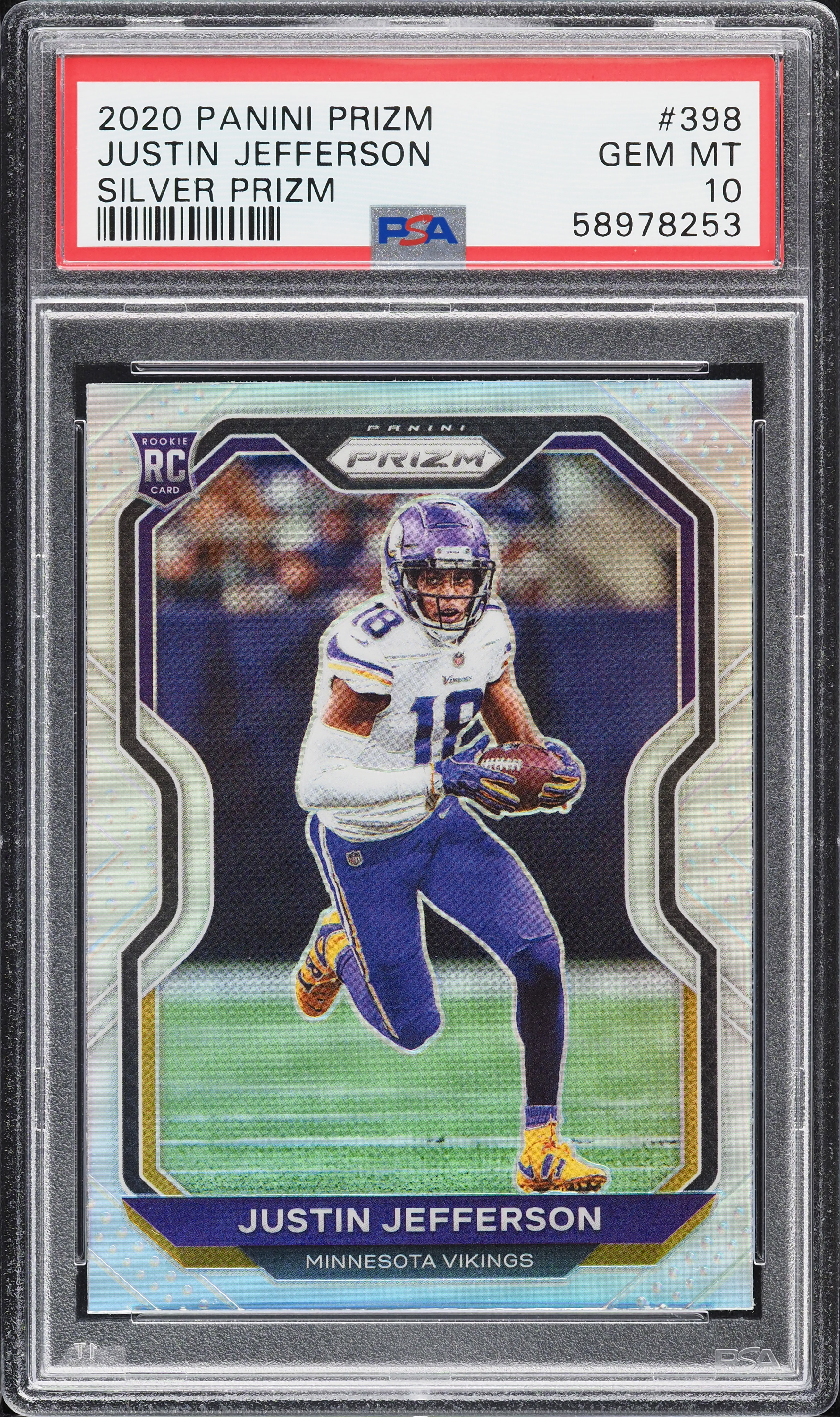 2020 Panini Prizm Silver Justin Jefferson ROOKIE #398 PSA 10 GEM MINT