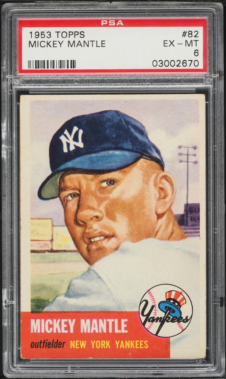 1953 Topps Mickey Mantle SHORT PRINT #82 PSA 6 EXMT