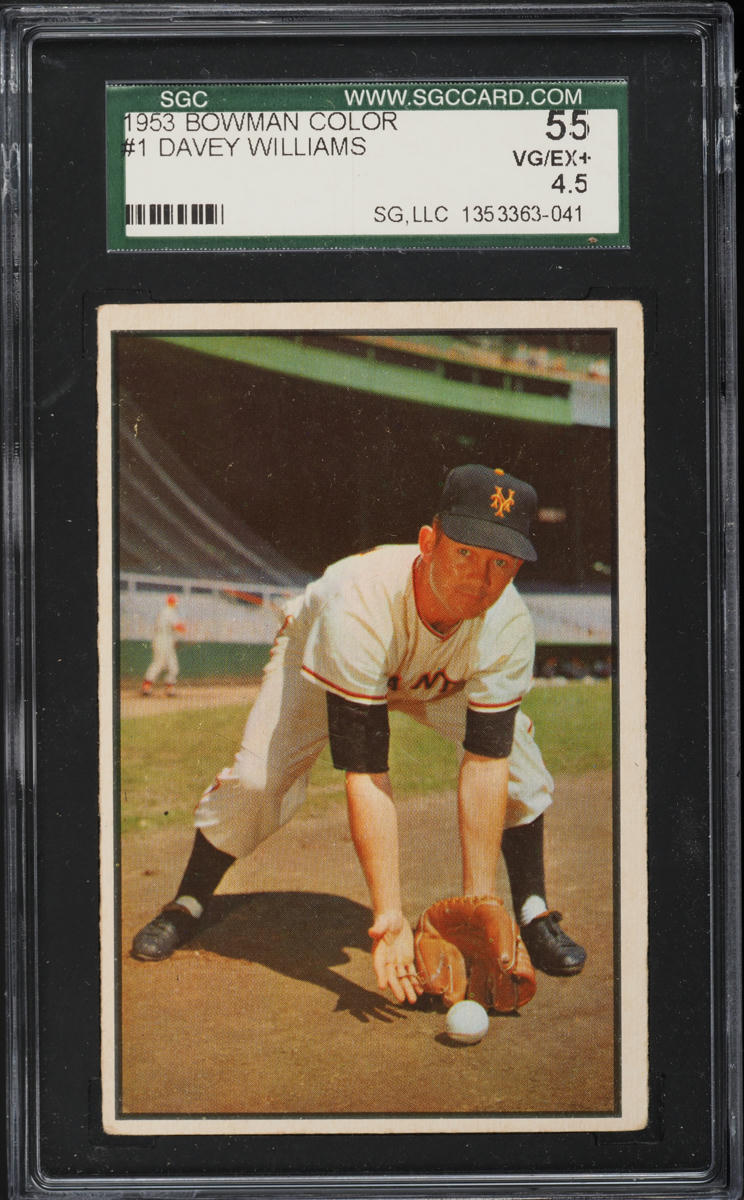1953 Bowman Color Davey Williams #1 SGC 4.5 VGEX+