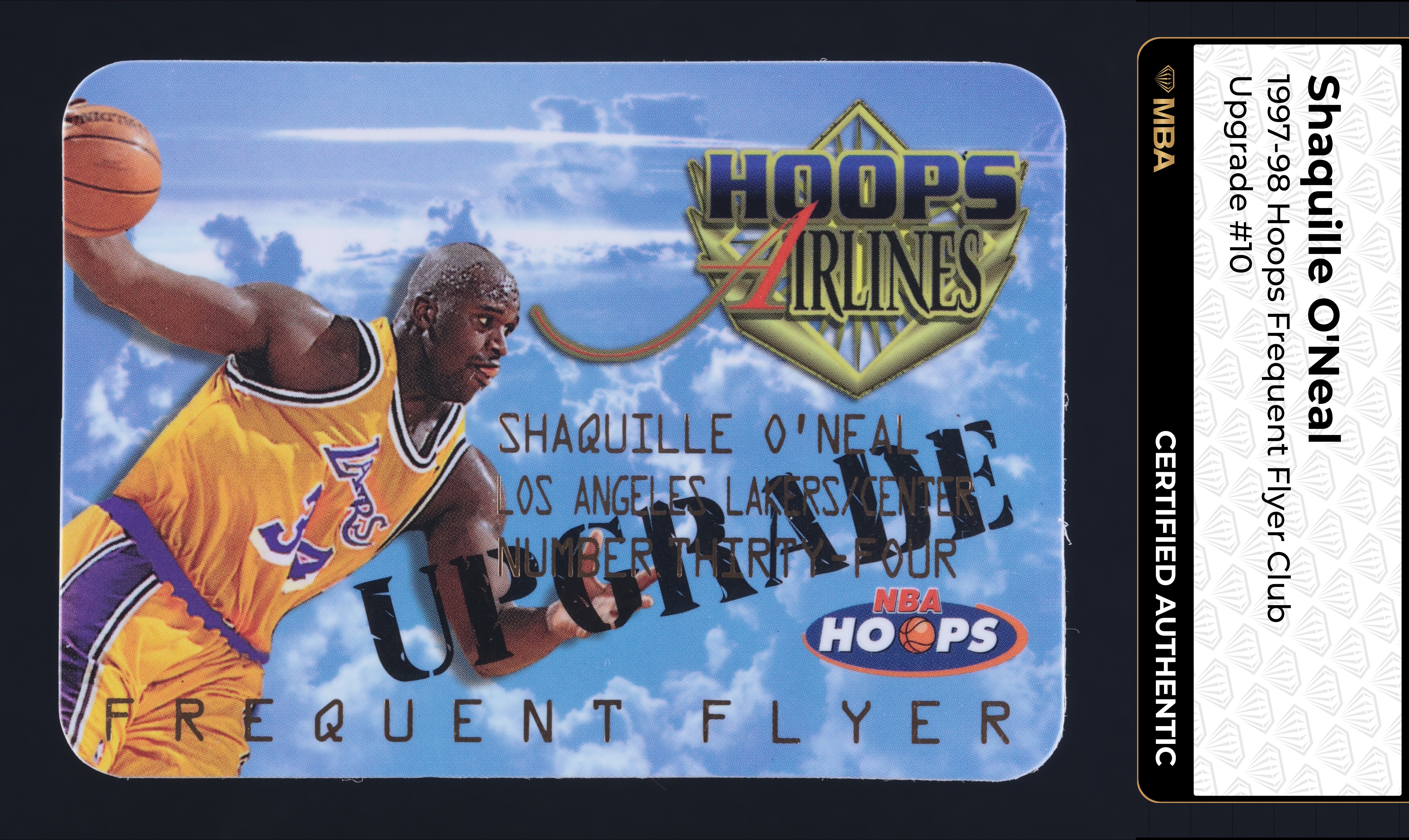 1997 Hoops Frequent Flyer Club Upgrade Shaquille O'Neal #10 MBA AUTH