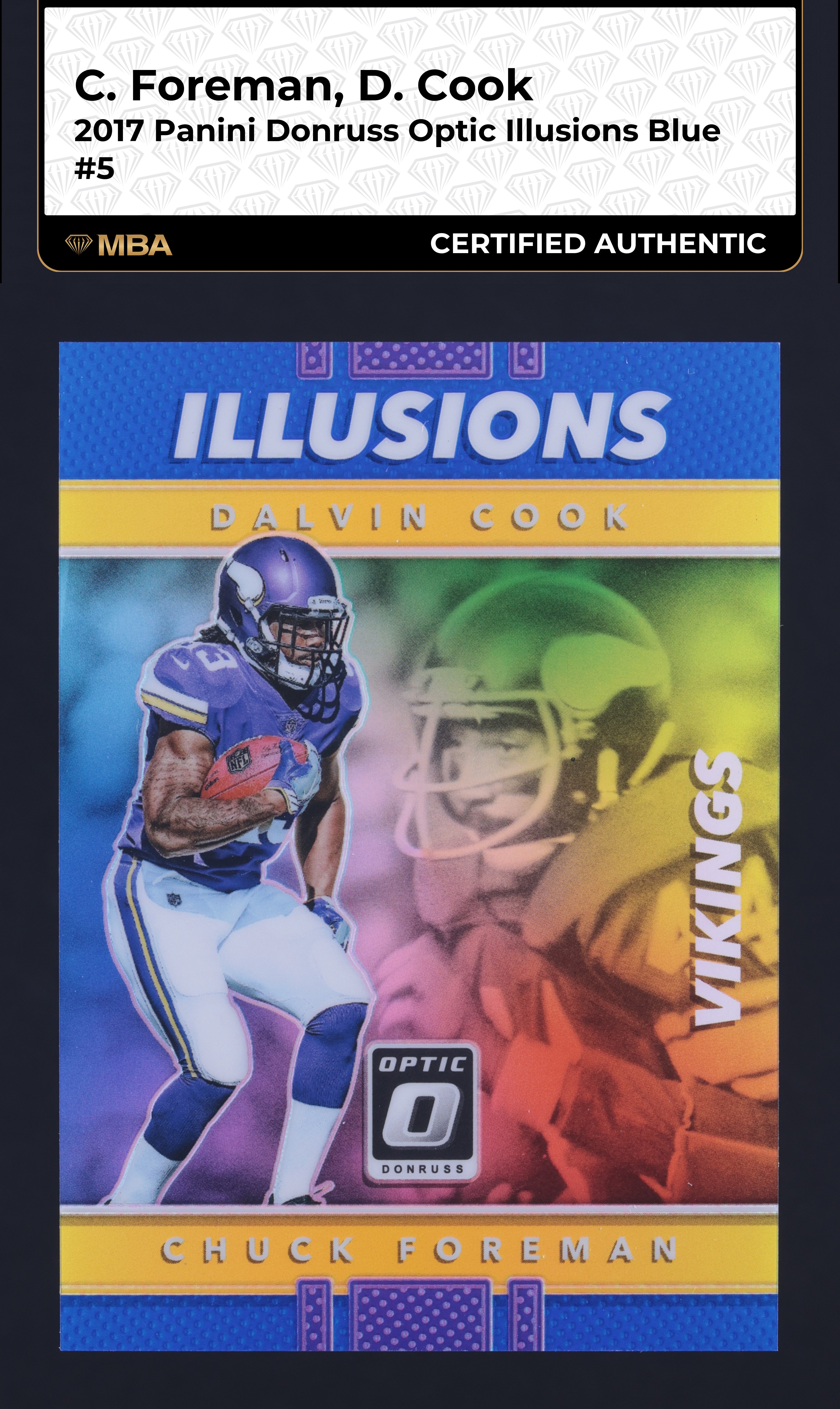 2017 Donruss Optic Illusions Blue Chuck Foreman Dalvin Cook RC /149 #5 MBA AUTH