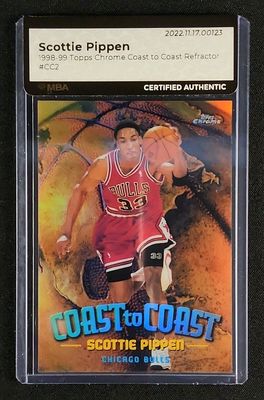 1998 Topps Chrome Coast to Coast Refractor Scottie Pippen #CC2 MBA AUTH