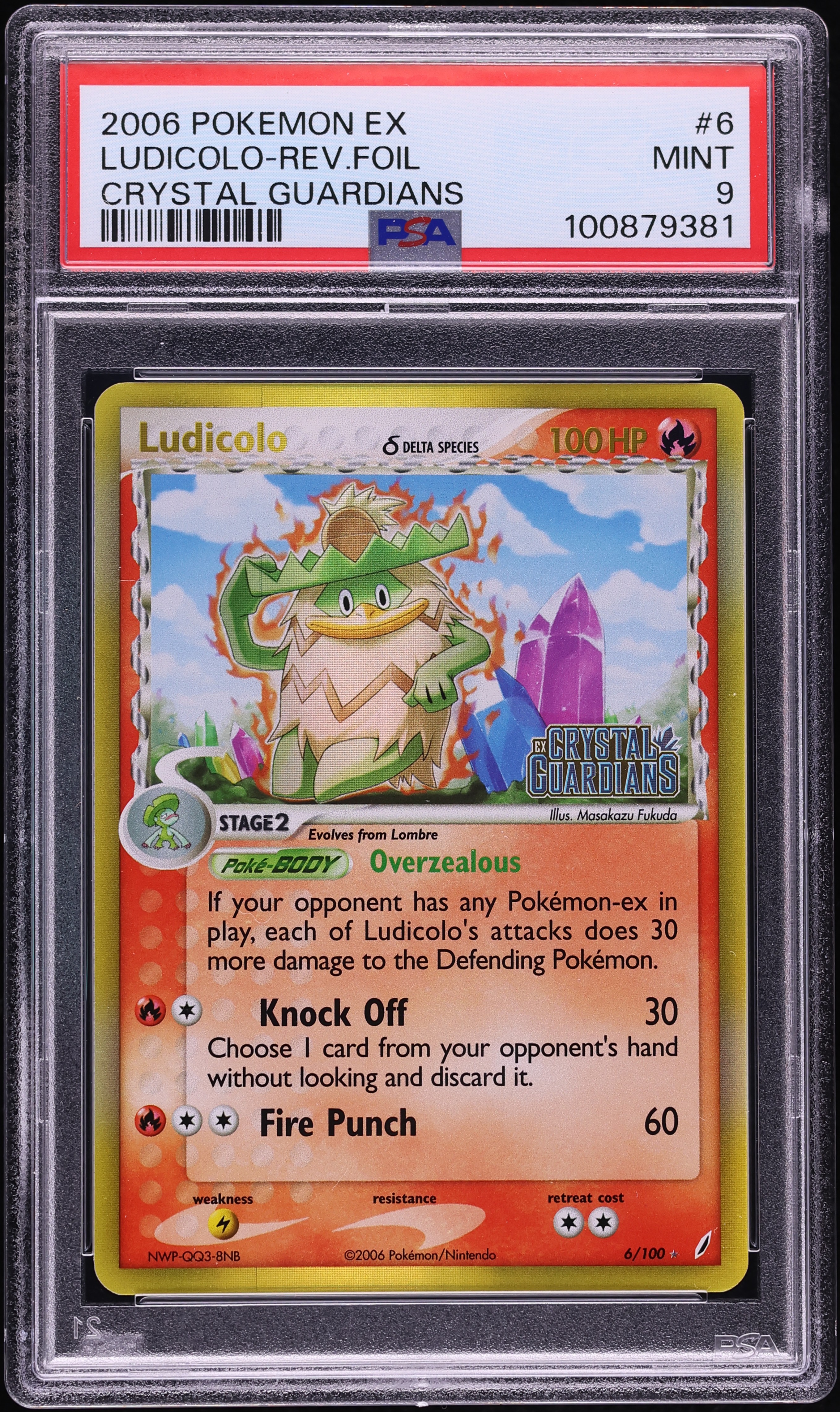 2006 Pokemon EX Crystal Guardians Reverse Holo Ludicolo #6 PSA 9 MINT