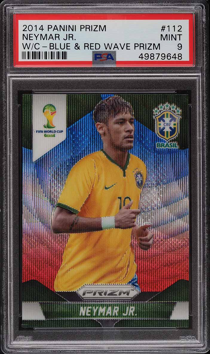 2014 Panini Prizm World Cup Blue & Red Wave Neymar Jr. #112 PSA 9 MINT