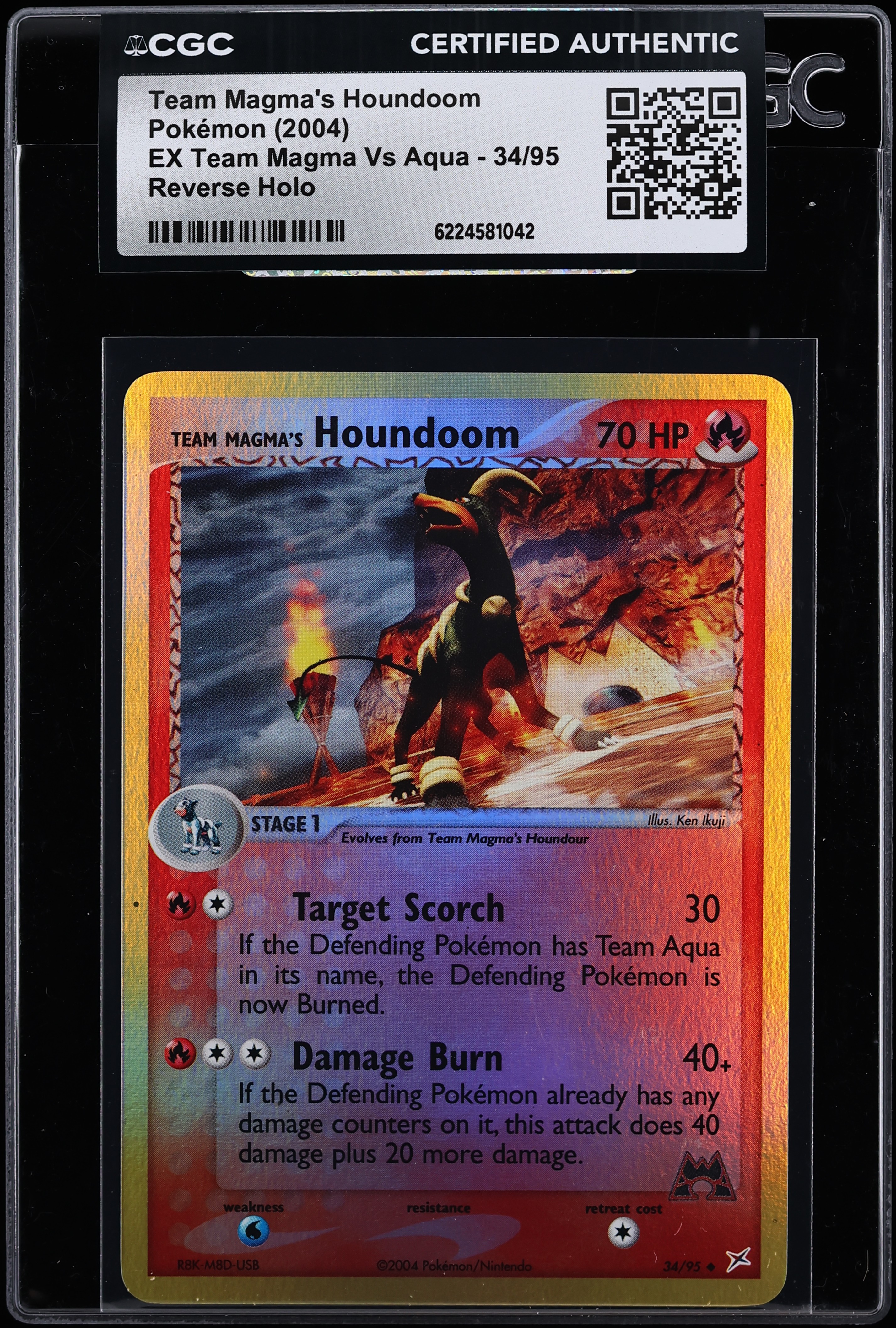 2004 Pokemon EX Team Magma Vs Aqua Reverse Holo Team Magma's Houndoom #34 CGC AUTH