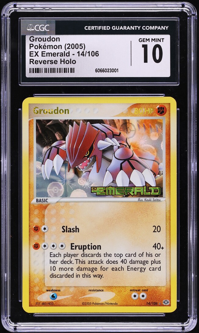 2005 Pokemon EX Emerald Reverse Holo Groudon #14 CGC 10 GEM MINT