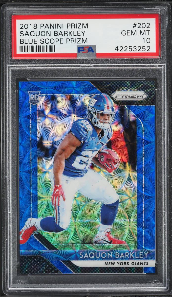 2018 Panini Prizm Blue Scope Saquon Barkley ROOKIE /99 #202 PSA 10 GEM MINT
