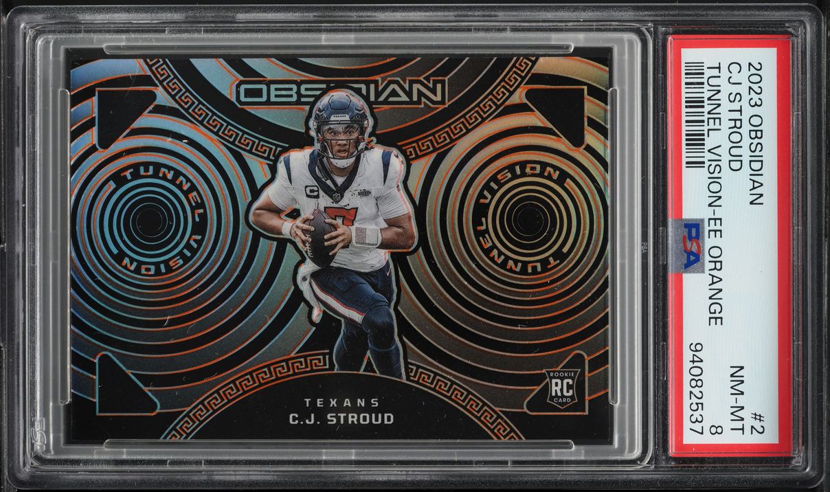 2023 Panini Obsidian Tunnel Vision E/E Orange C.J. Stroud RC /65 #2 PSA 8 NM-MT
