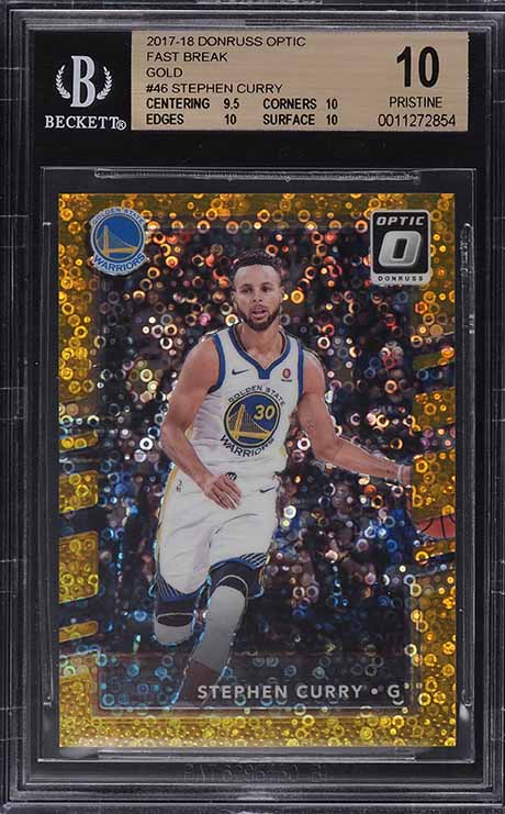 2017 Donruss Optic Fast Break Disco Gold Prizm Stephen Curry /10 #46 BGS 10