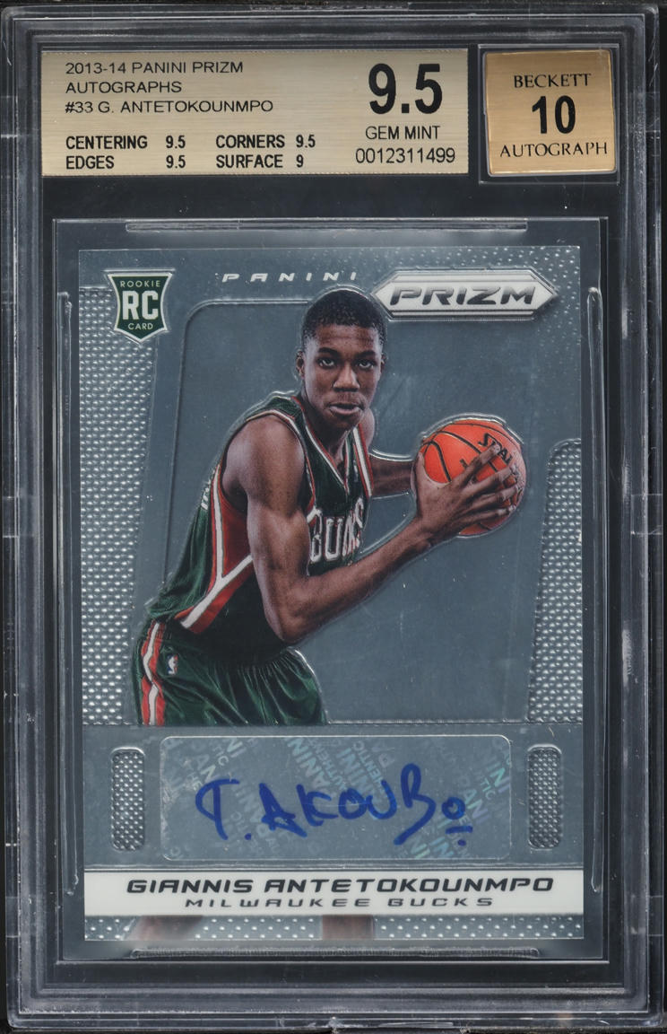 2013 Panini Prizm Giannis Antetokounmpo ROOKIE AUTO #33 BGS 9.5 GEM MINT