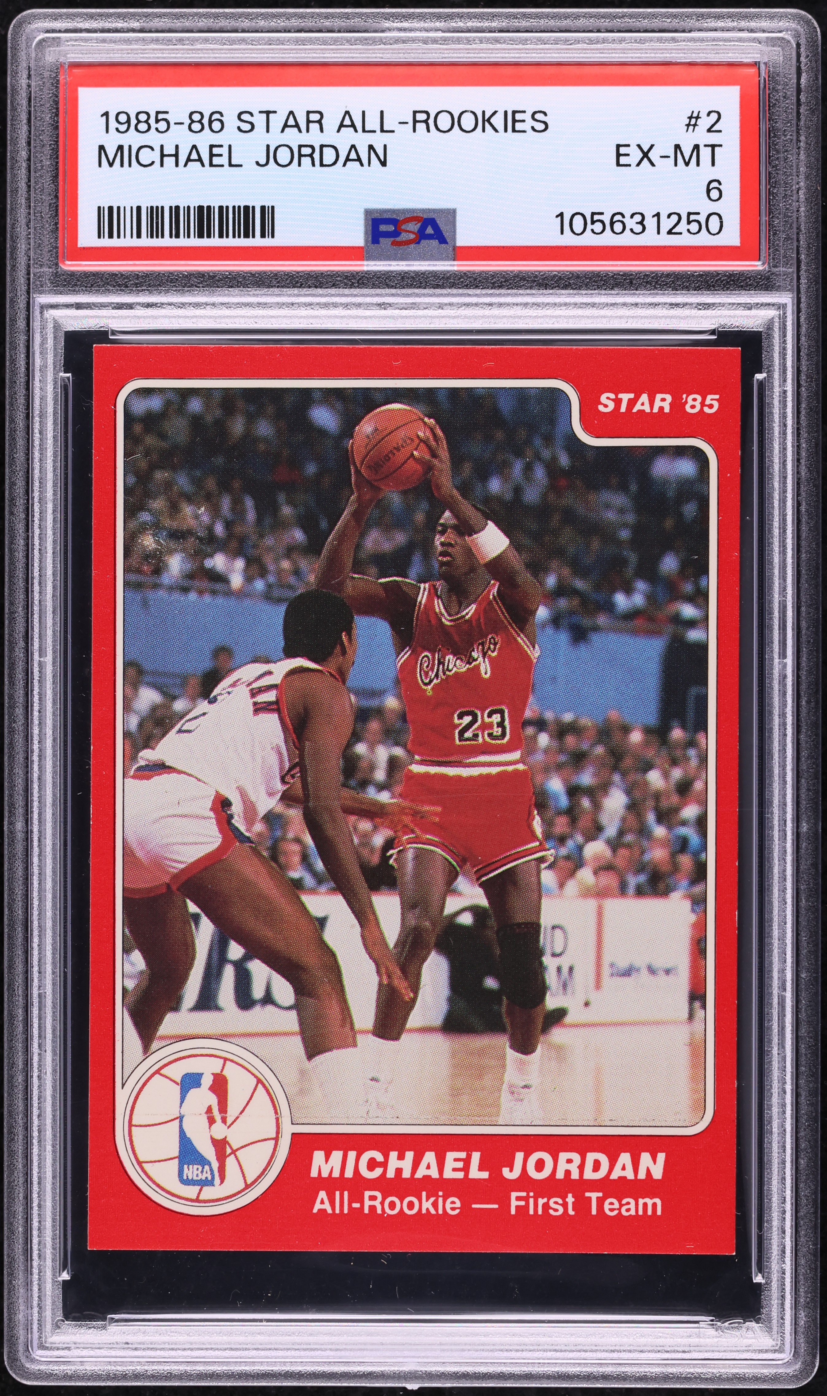 1985 Star All-Rookie Team Michael Jordan ROOKIE #2 PSA 6 EXMT