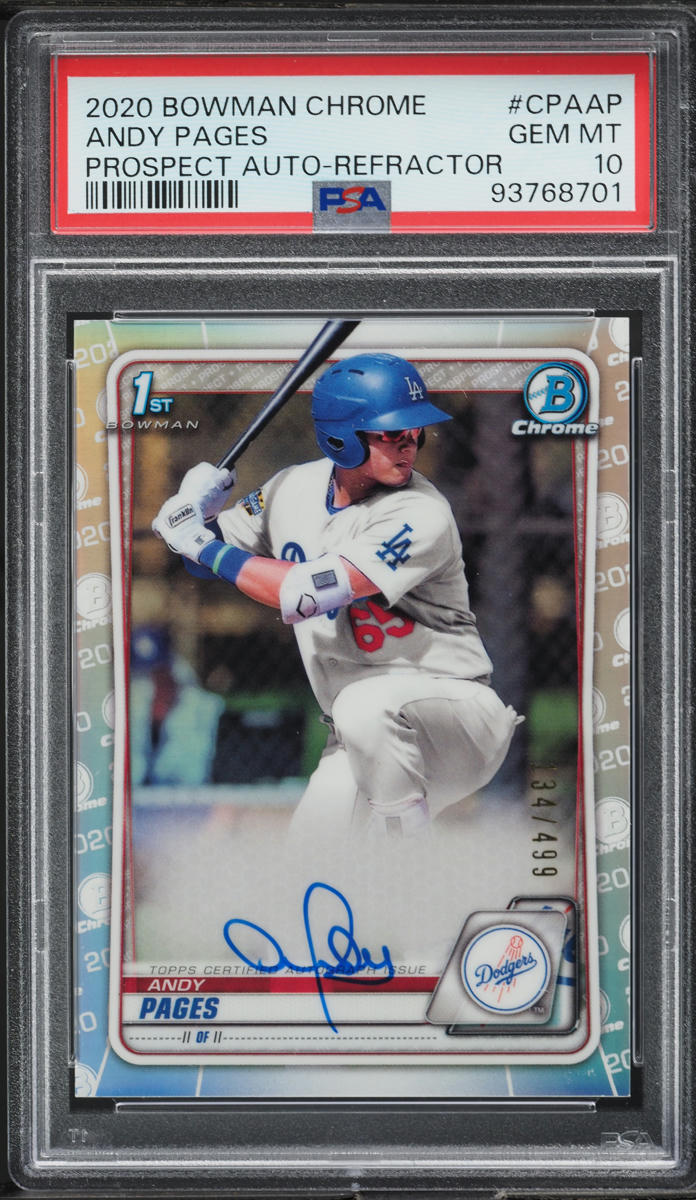 2020 Bowman Chrome Refractor Andy Pages ROOKIE AUTO /499 #CPA-AP PSA 10 GEM MINT