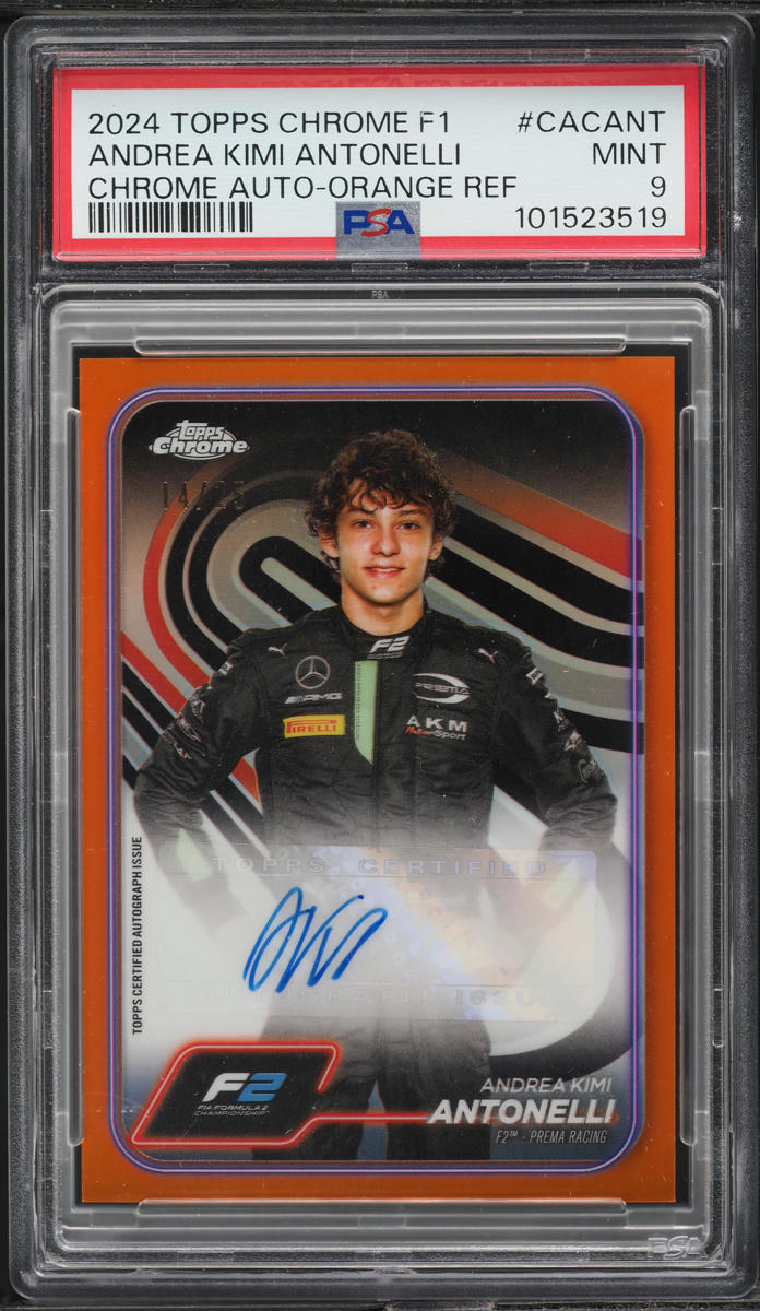 2024 Topps Chrome F1 Orange Andrea Kimi Antonelli AUTO /25 #CACANT PSA 9 MINT