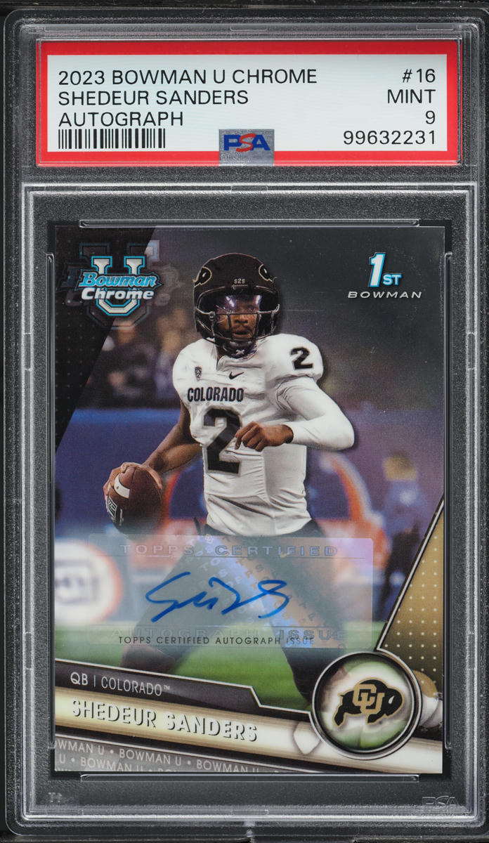 2023 Bowman Chrome University Shedeur Sanders ROOKIE AUTO #16 PSA 9 MINT