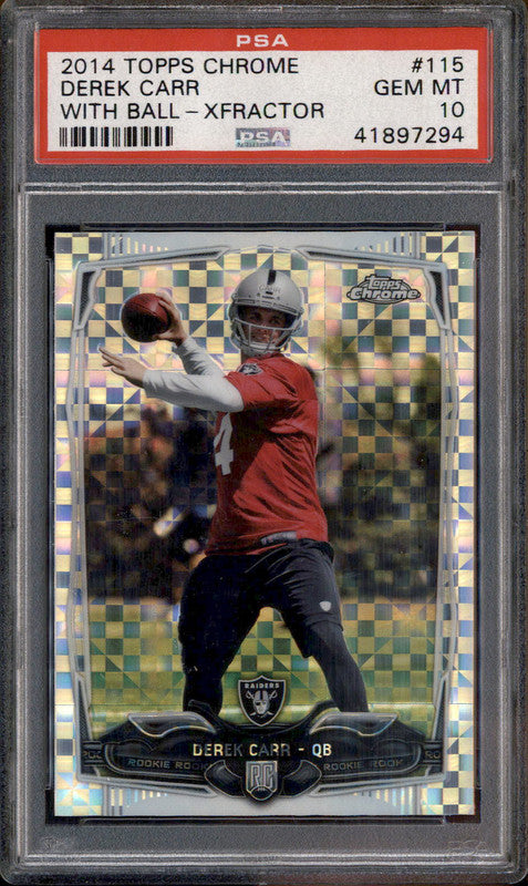 2014 Topps Chrome With Ball Xfractor #115 Derek Carr RC PSA 10