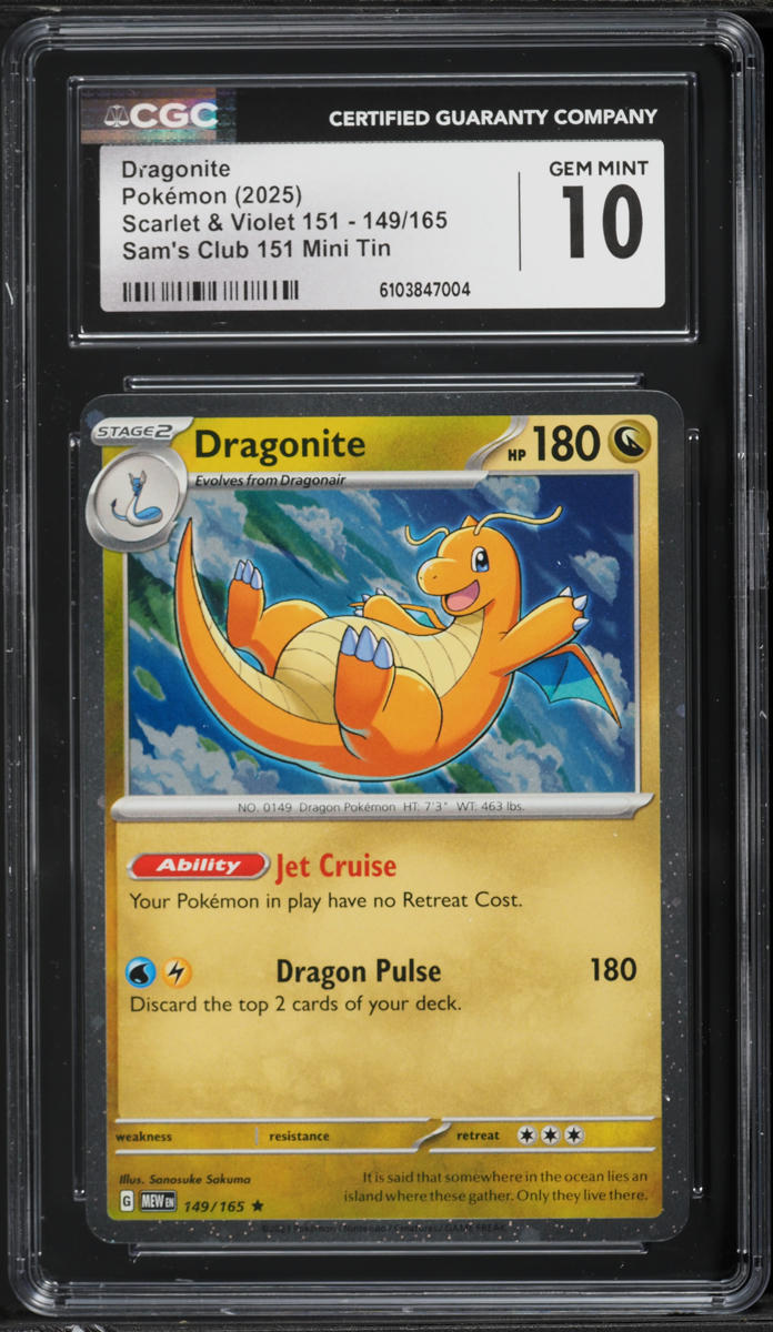 2025 Pokemon Scarlet & Violet 151 Sam's Club Mini Tin Dragonite #149 CGC 10 GEM MINT