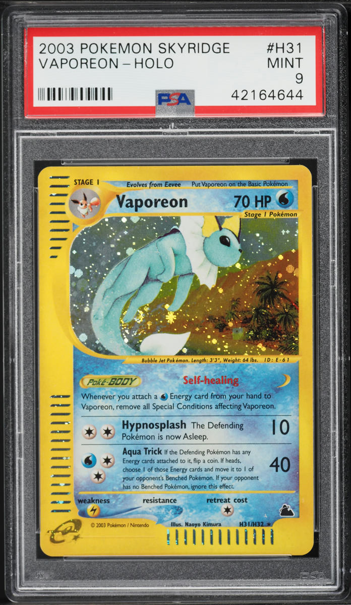 2003 Pokemon Skyridge Holo Vaporeon #H31 PSA 9 MINT
