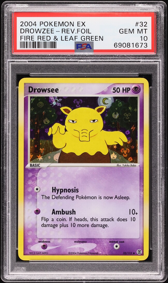 2004 Pokemon EX Fire Red & Leaf Green Reverse Holo Drowzee #32 PSA 10 GEM MINT