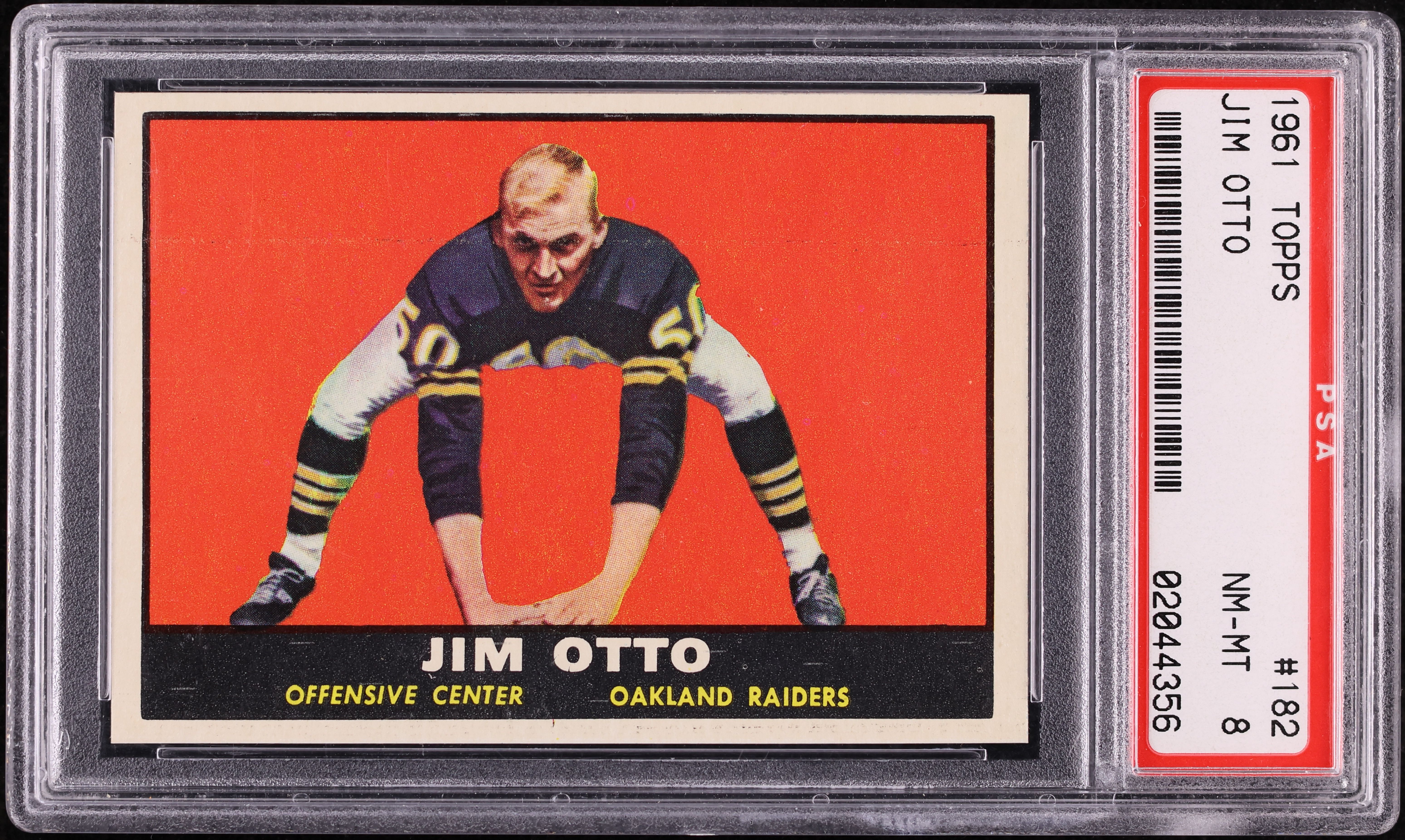 1961 Topps Football Jim Otto ROOKIE #182 PSA 8 NM-MT