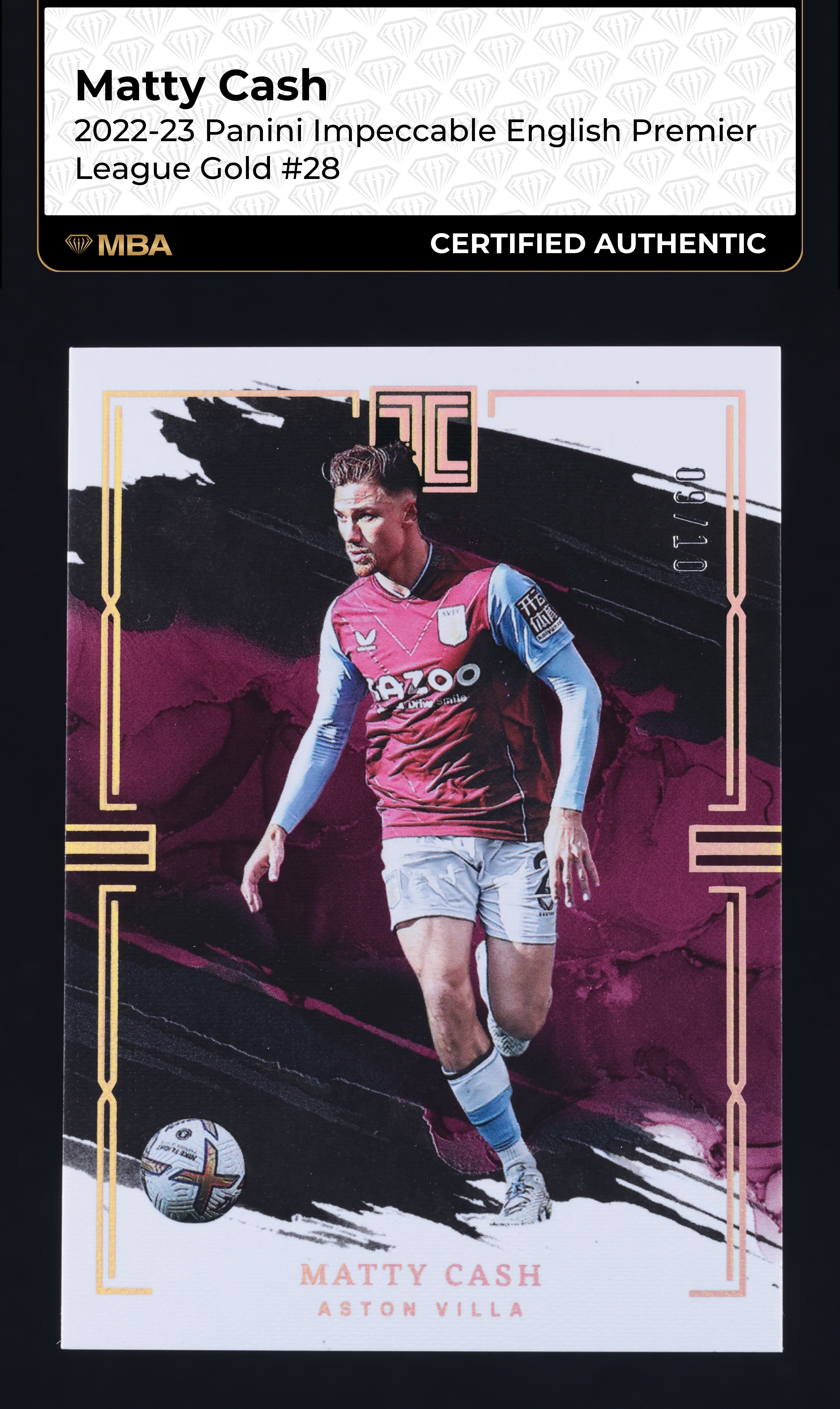 2022 Panini Impeccable English Premier League Gold Matty Cash /10 #28 MBA AUTH