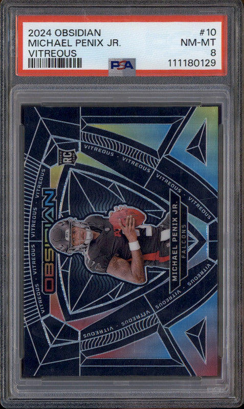 2024 Panini Obsidian Vitreous #10 Michael Penix Jr. RC PSA 8