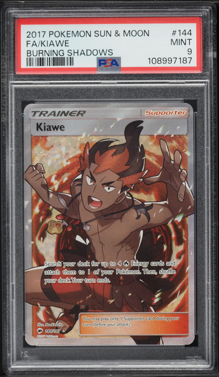 2017 Pokemon Sun & Moon Burning Shadows Full Art Kiawe #144 PSA 9 MINT
