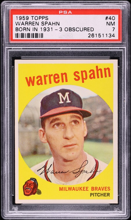 1959 Topps Warren Spahn #40 PSA 7 NRMT