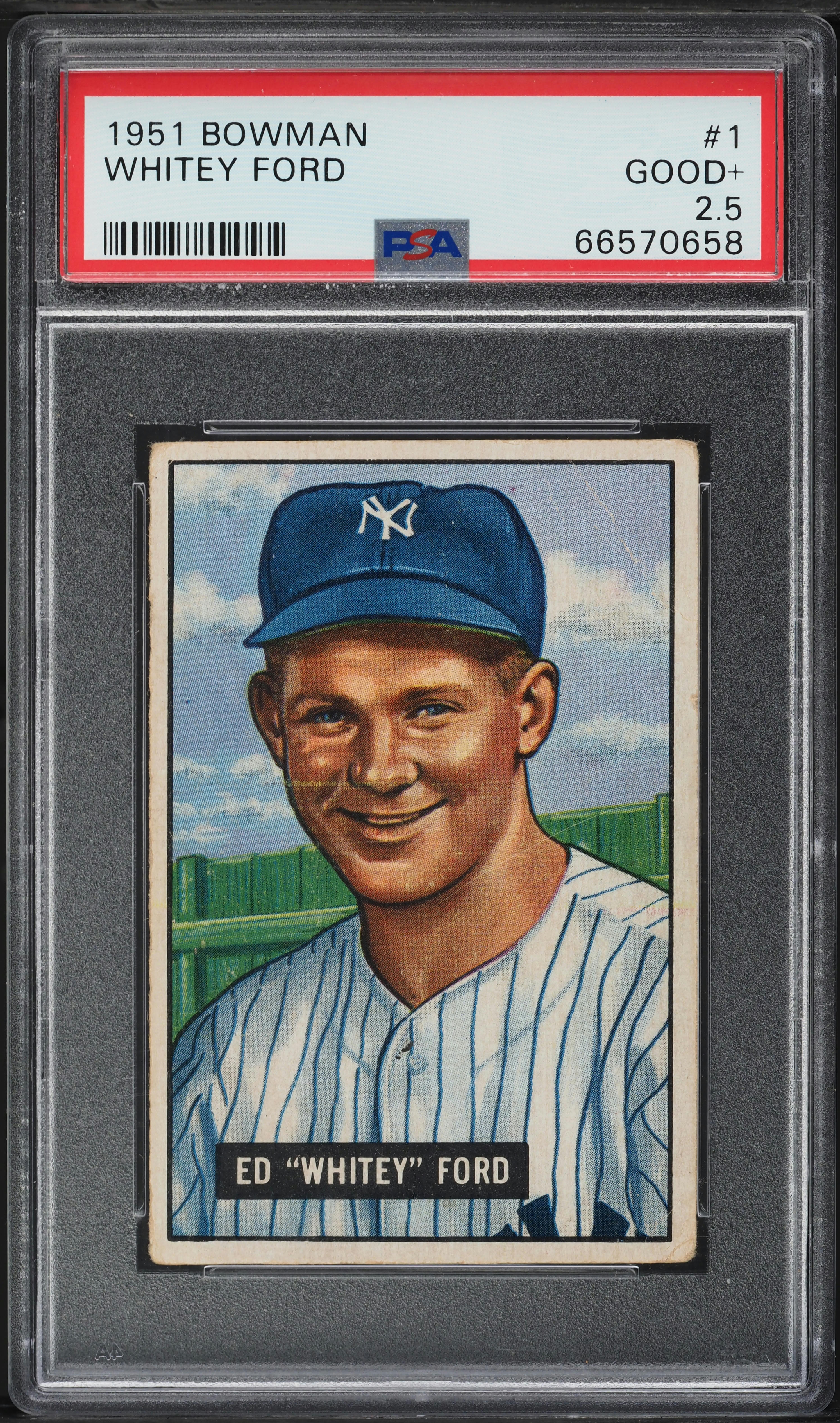 1951 Bowman Whitey Ford ROOKIE #1 PSA 2.5 GD+