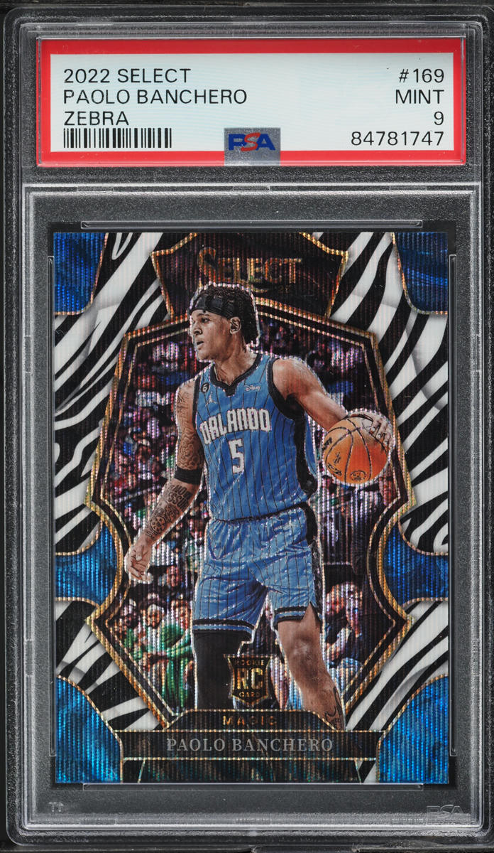2022 Select Premier Level Zebra Prizm Paolo Banchero ROOKIE #169 PSA 9 MINT