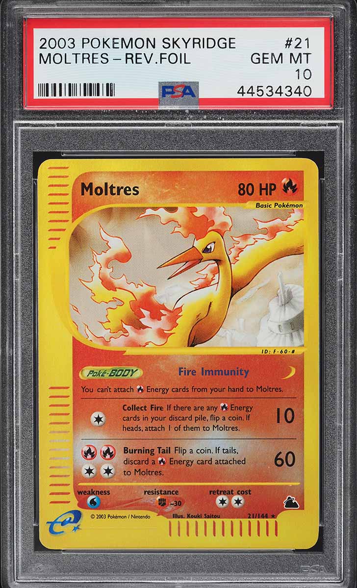 2003 Pokemon Skyridge Reverse Holo Moltres #21 PSA 10 GEM MINT