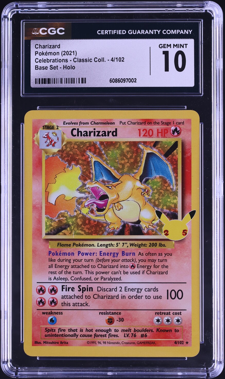 2021 Pokemon Sword & Shield Celebrations Classic Holo Charizard #4 CGC 10 GEM MINT