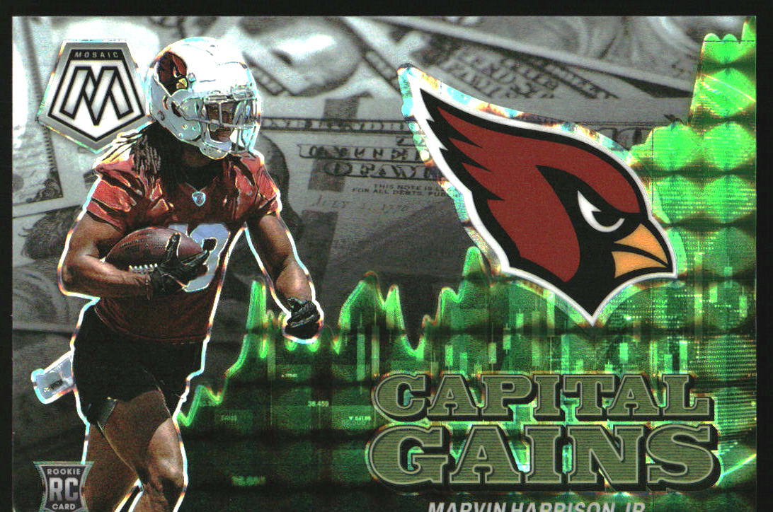 2024 Panini Mosaic Capital Gains Mosaic White #22 Marvin Harrison Jr. /25