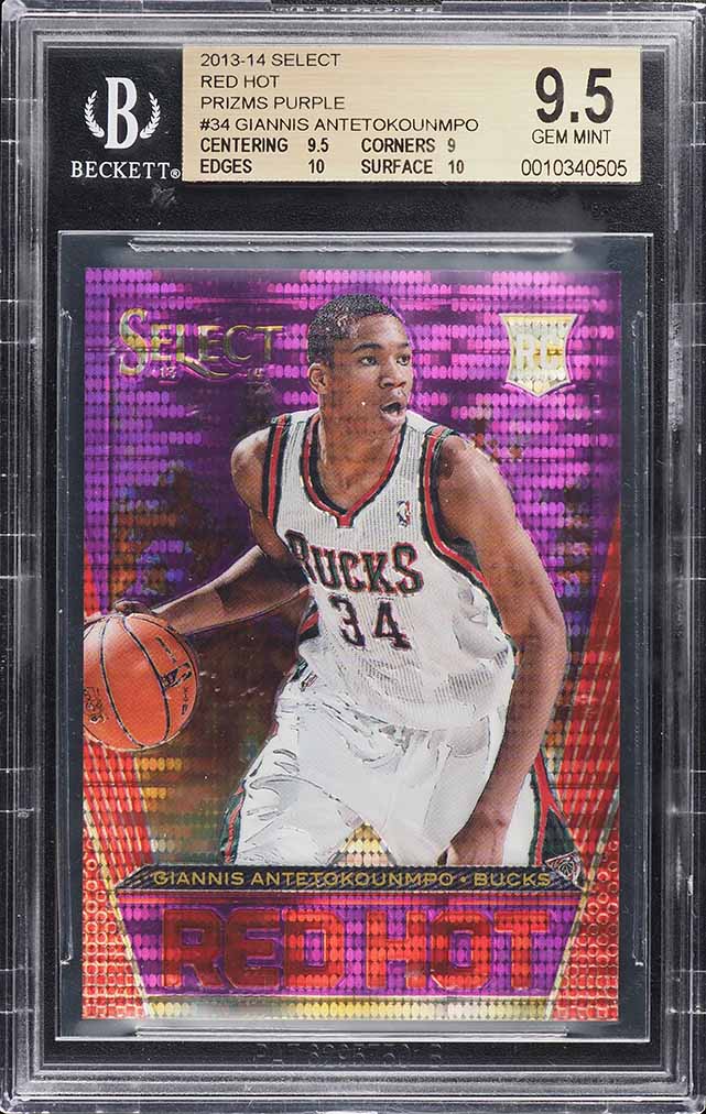 2013 Select Red Hot Purple Prizm Giannis Antetokounmpo ROOKIE /99 #34 BGS 9.5