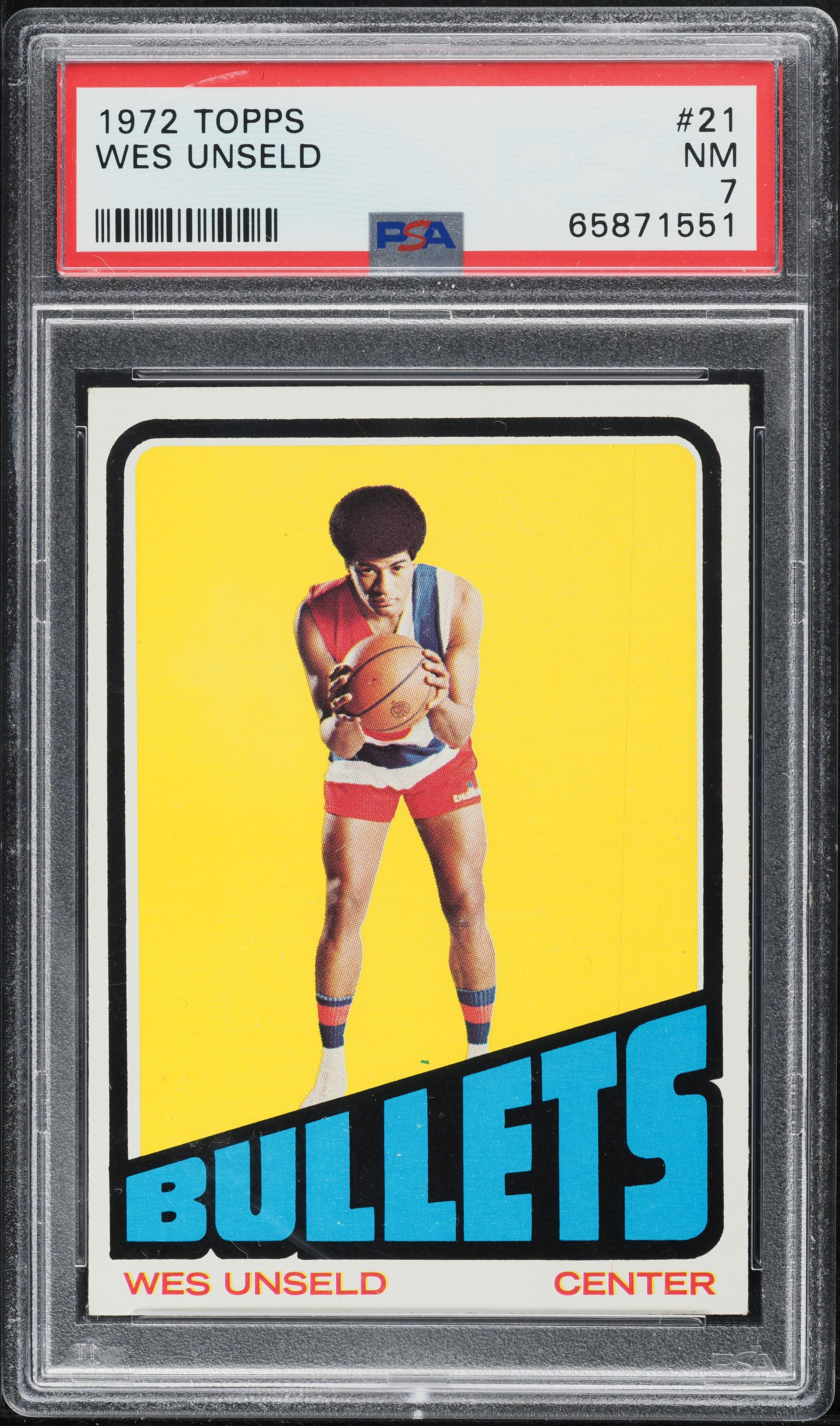 1972 Topps Basketball Wes Unseld #21 PSA 7 NRMT