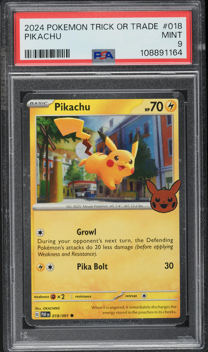 2024 Pokemon SV Paldean Fates Trick Or Trade Pikachu #18 PSA 9 MINT
