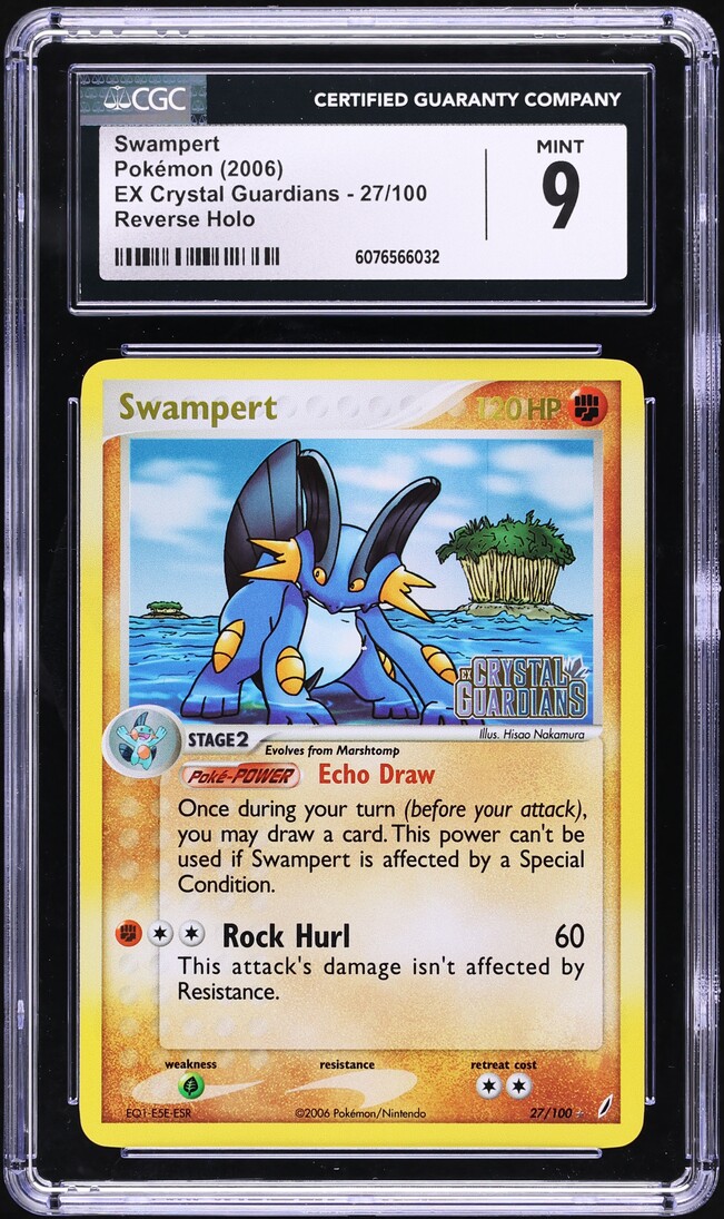 2006 Pokemon EX Crystal Guardians Reverse Holo Swampert #27 CGC 9 MINT