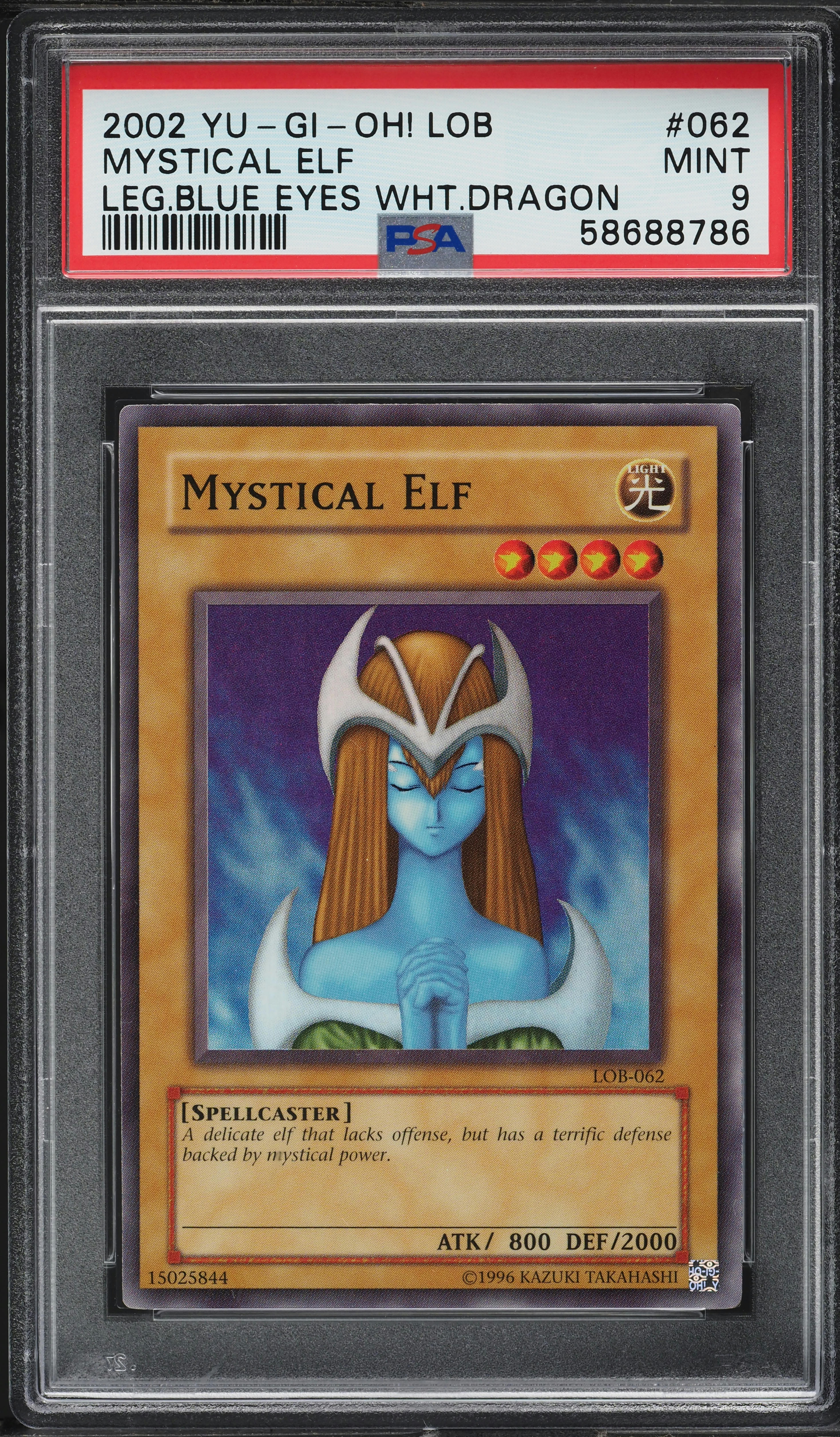 2002 Yu-Gi-Oh! Legend Of Blue-Eyes White Dragon Mystical Elf #LOB-062 PSA 9 MINT