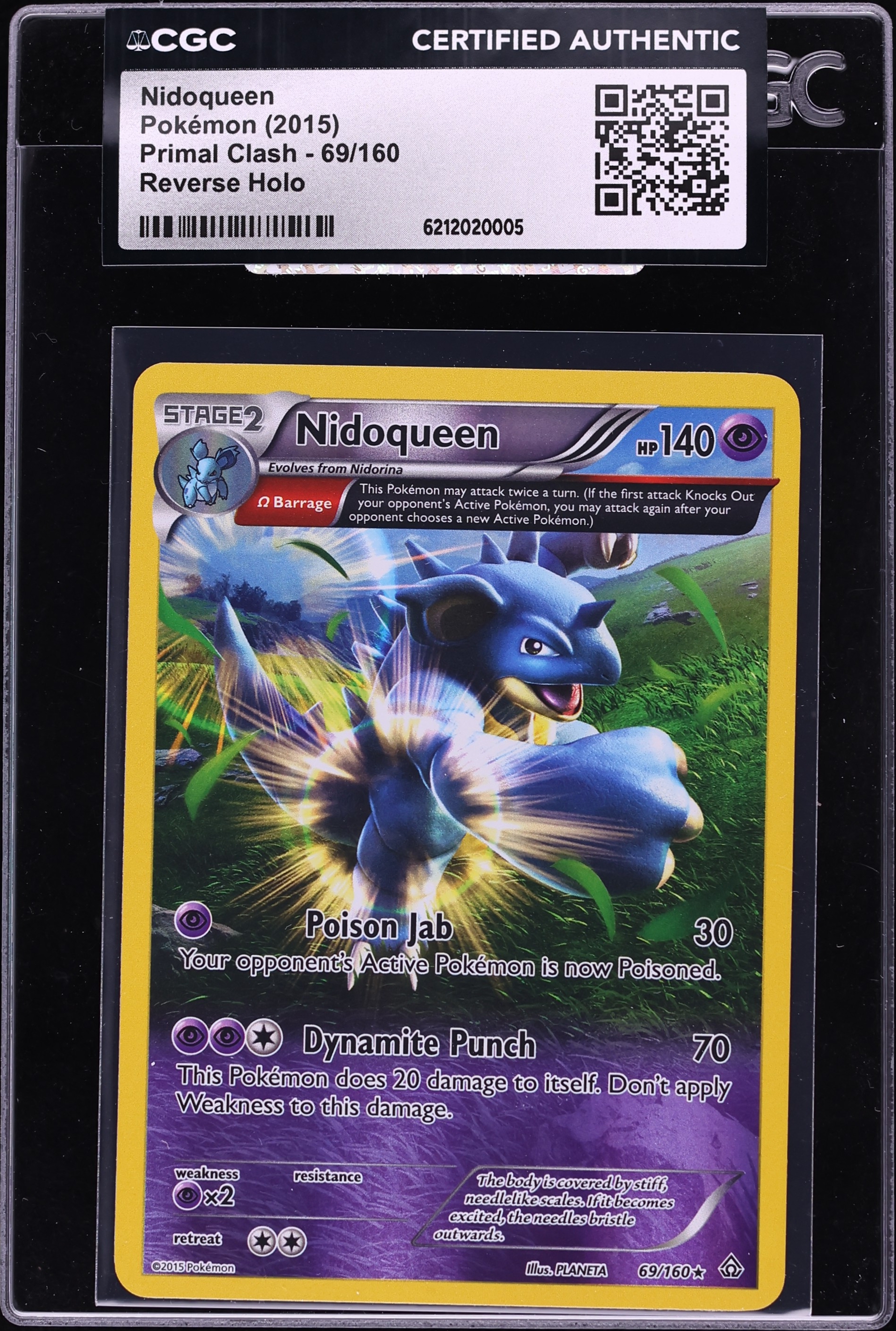 2015 Pokemon XY Primal Clash Reverse Holo Nidoqueen #69 CGC AUTH